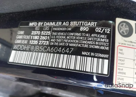 2012 Mercedes-Benz E 350 4Matic из США, поврежденный, VIN WDDHF8JB5CA604647